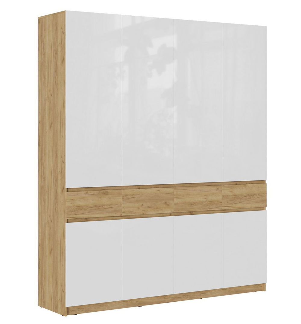 Прихожая с зеркалом комплект мебели Дуб Крафт Золотой/Серый Шифер, Бостон, 250х51х236 см Стиль