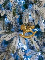 Заснеженная елка с гирляндой «Форесто» холодный свет (Литая+пвх) 240 см / 2,4 м