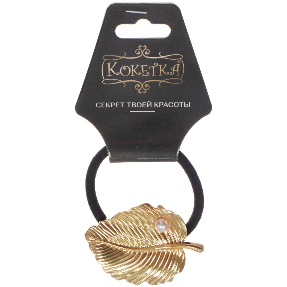 Резинка для волос с декором «AKS - DesignPRO», листик, цвет золото, 5*3,5см