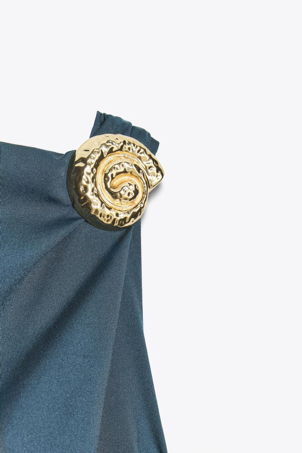 ZARA ПЛАТЬЕ ИЗ ПОЛИАМИДА С РАКУШКОЙ, МОРСКОЙ СИНИЙ