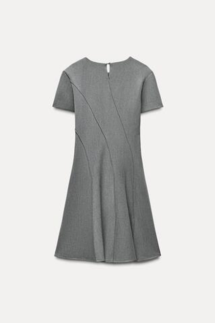 ZARA ПЛАТЬЕ МИНИ С КОРОТКИМ РУКАВОМ, СВЕТЛО-СЕРЫЙ