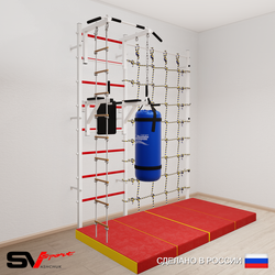 Шведская стенка Sv Sport 57270 (Турник стандарт/Брусья/Лестница/Цепь/Мешок 30кг/Мат 2м/Канатный лаз)