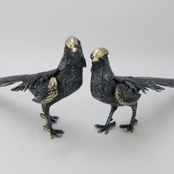 Bello De Bronze Статуэтка Фазаны пара, синие