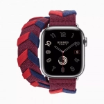 Apple Watch Series 9 Hermes 41 mm, двойной ремешок из трикотажа красный