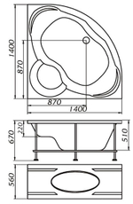 Акриловая ванна 1Marka Trapani 140*140 угловая из каталога Ванны акриловые