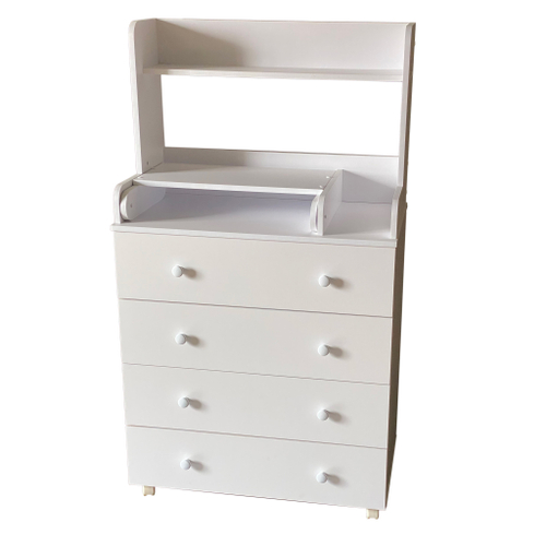 Комод ULYANA 1 (COMPACT) - 800/4 МДФ с верх.полкой (4 ящика, 80см/белый)