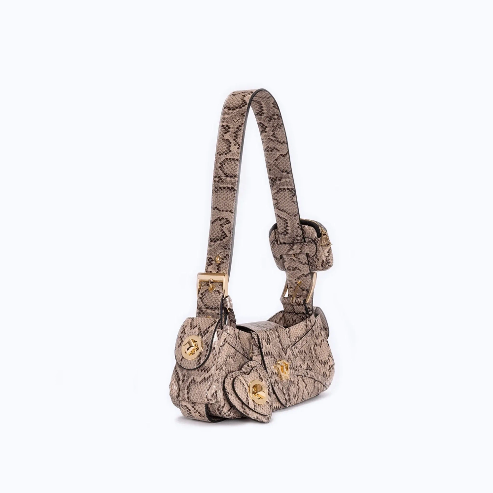 MANC КОЖАНАЯ СУМКА "AURORA MINI", ЗМЕИНЫЙ ПРИНТ