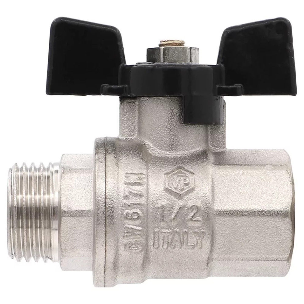 Кран VIEIR шаровый 3/4" ВВ, бабочка, никель, черный (96/12) VP220-02