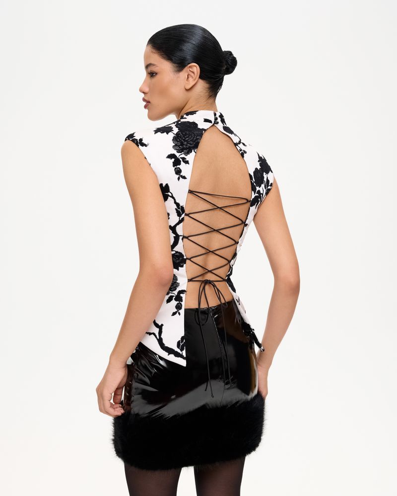 Топ из жакарда с завязками по спине