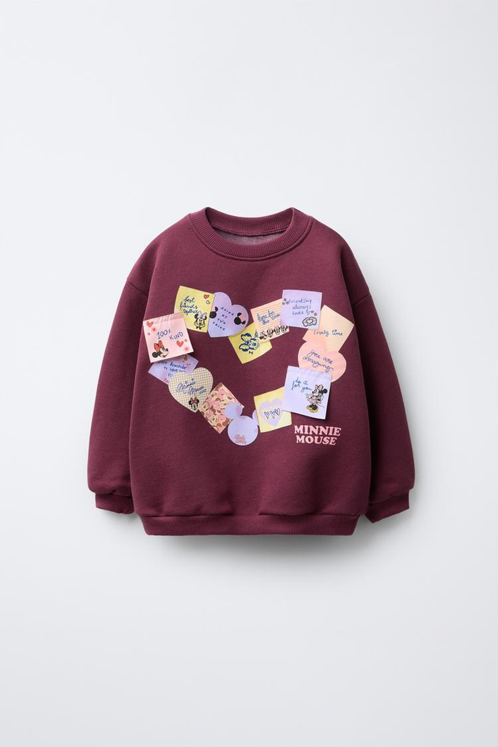 ZARA ТОЛСТОВКА С НАШИВКАМИ MINNIE MOUSE AND FRIENDS © DISNEY, БУРГУНДИ