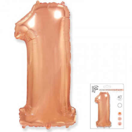 Цифра "1" розовое-золото в упаковке