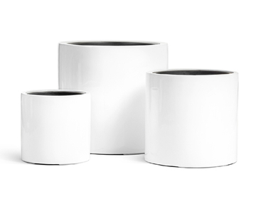 Кашпо TREEZ Effectory - серия Gloss - Цилиндр - Белый глянцевый лак