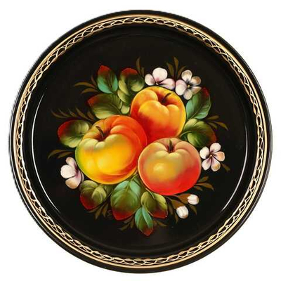 Жостовский поднос декоративный, размер 22 см (A5), металлический