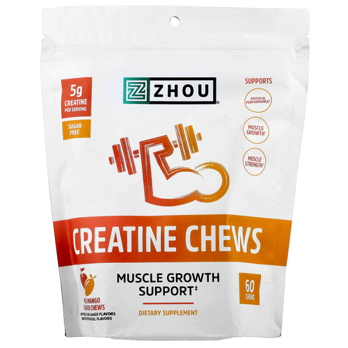 Zhou Nutrition, Creatine Chews, персик и манго, 60 жевательных таблеток