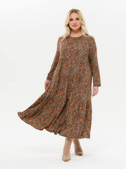 Платье каскадное из вискозы Цветы и пряности