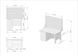 Great Wolf (GWT-V1400TL2) Верстак инструментальный, тумба с дверью, 2 экрана, 1400x700