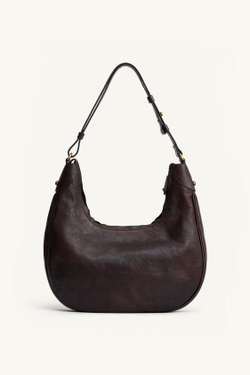 ZARA КОЖАНАЯ СУМКА ЧЕРЕЗ ПЛЕЧО, ШОКОЛАДНЫЙ
