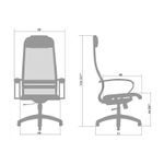 Кресло руководителя Метта "S" SU-1-BK комплект 5, CH-2/CH, сетка Х2 черн/кожа черн."NewLeather", №721, топ-ган (107/003)