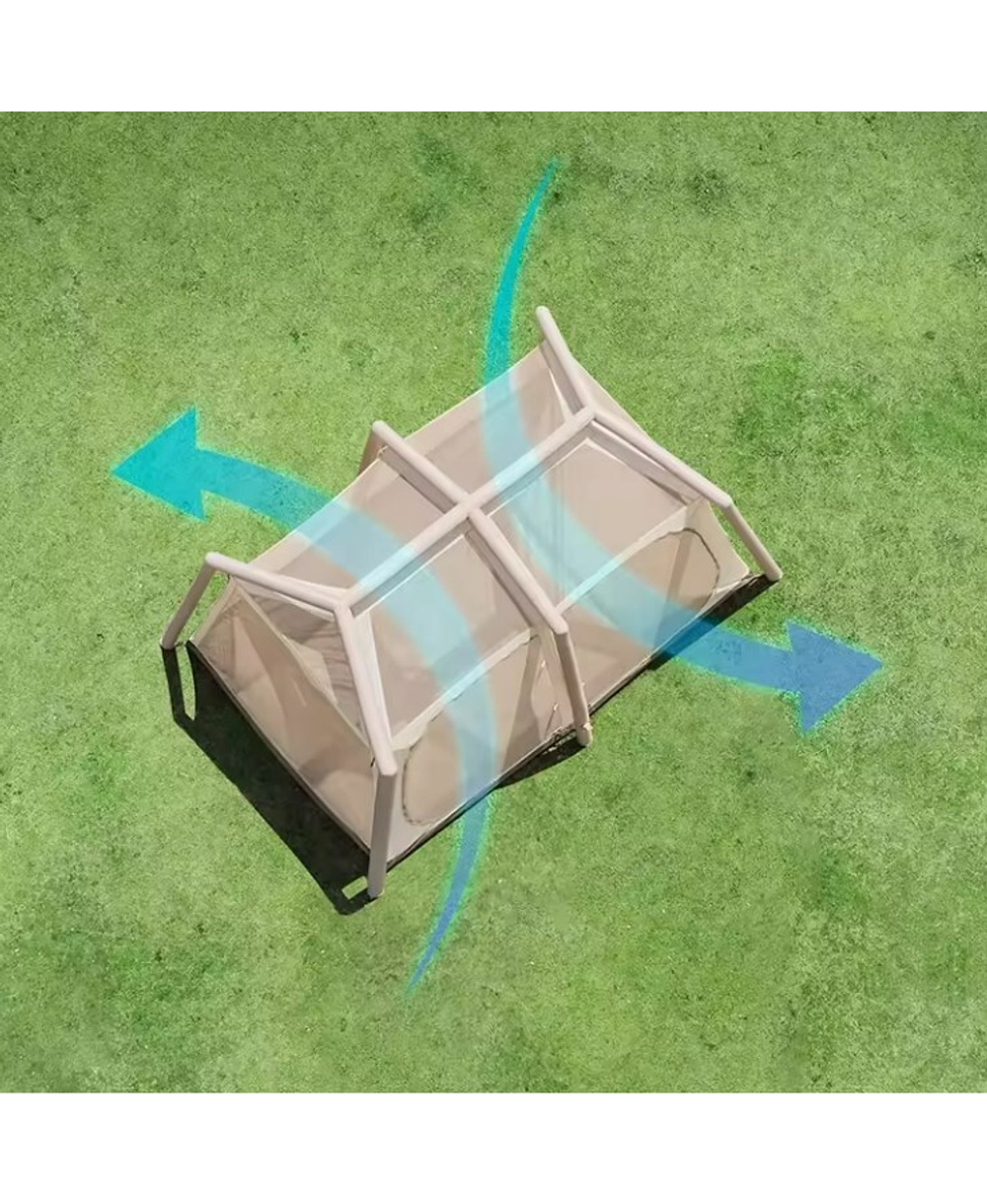 Палатка Naturehike Village 8.5 AIR 4-местная, надувной каркас, бело-коричневая