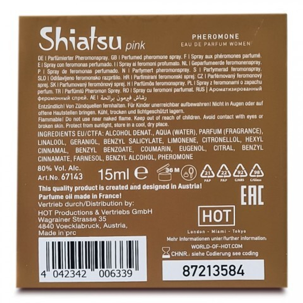 Духи с феромонами «Pink» Shiatsu женские 15 мл.