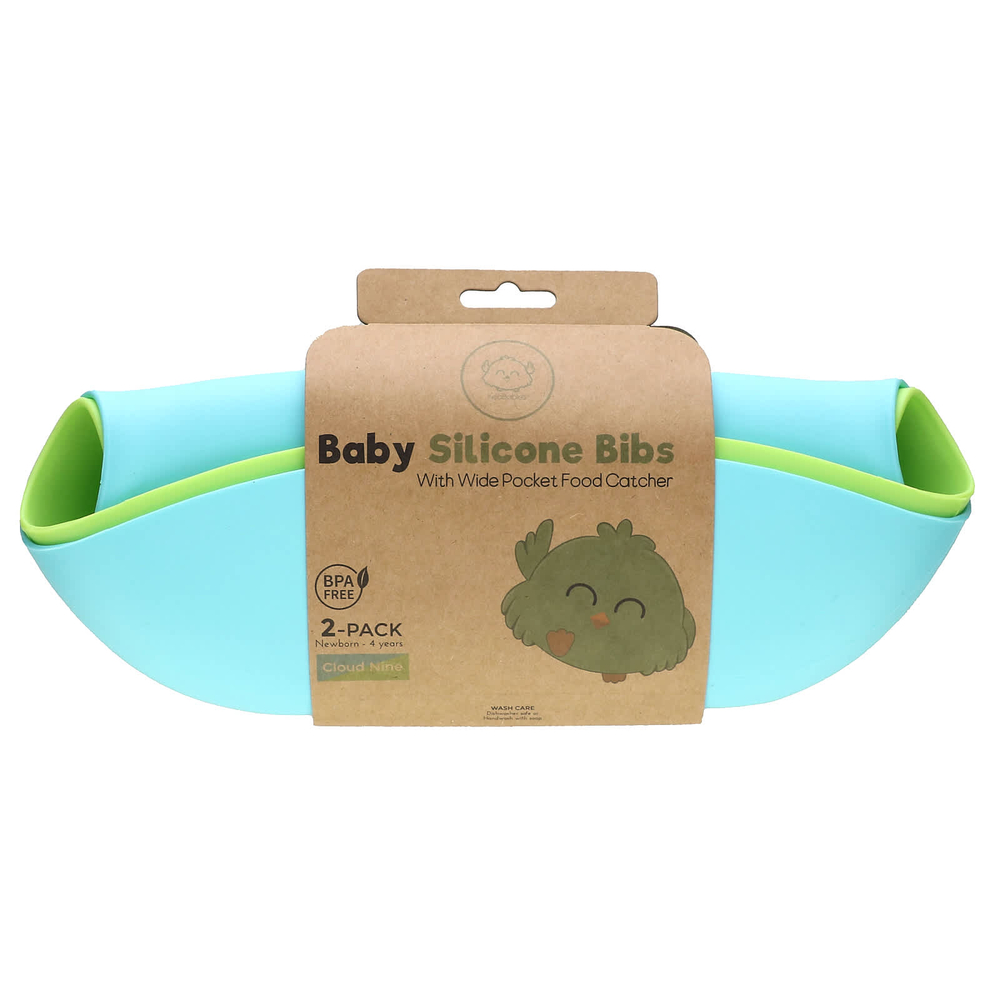 KeaBabies, детские силиконовые нагрудники, Облако Nine, для новорожденных, от 4 лет, 2 шт.