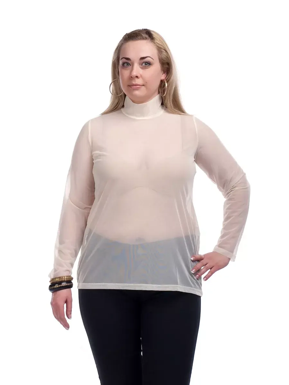 Водолазка лонгслив прозрачная pluse size