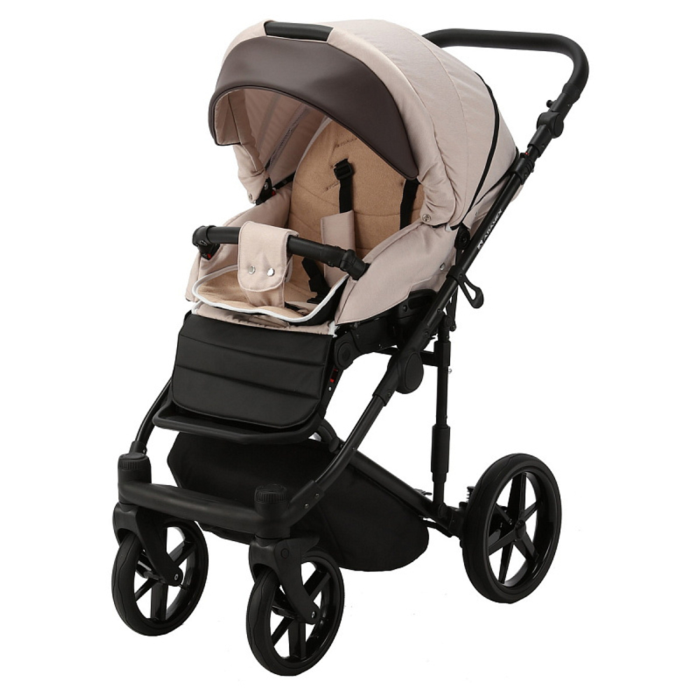Детская коляска Adamex Amelia 2 в 1 AM267-TIP (СВ.БЕЖ.ТК+ КОРИЧНЕВ.КОЖА)