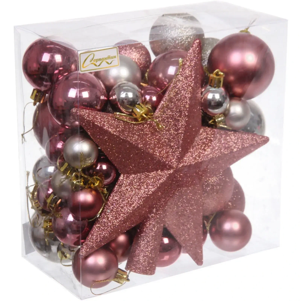 Набор ёлочных украшений «Christmas morning» 48 предметов, rose gold/champagne