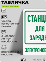 Табличка для парковки "Станция для зарядки", для дома, офиса, организаций, 40х30 см, Silver Plane x Айдентика Технолоджи
