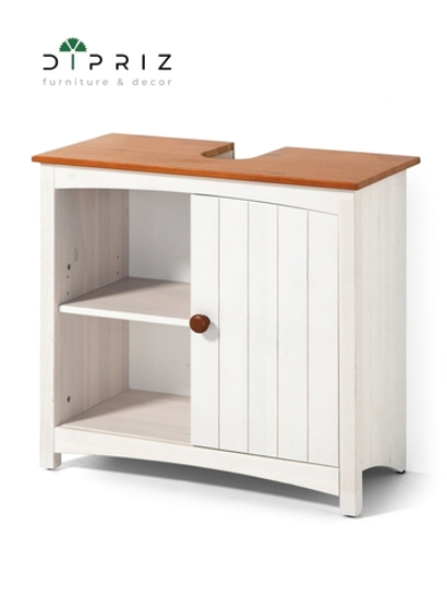 Тумба под раковину Паула для ванной из массива сосны, белый/черри