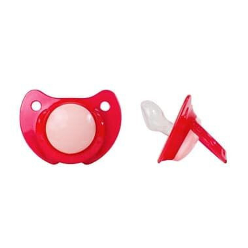 Соска-пустышка силиконовая адаптированной формы 1 шт. ПОМА с 0 месяцев, красный
