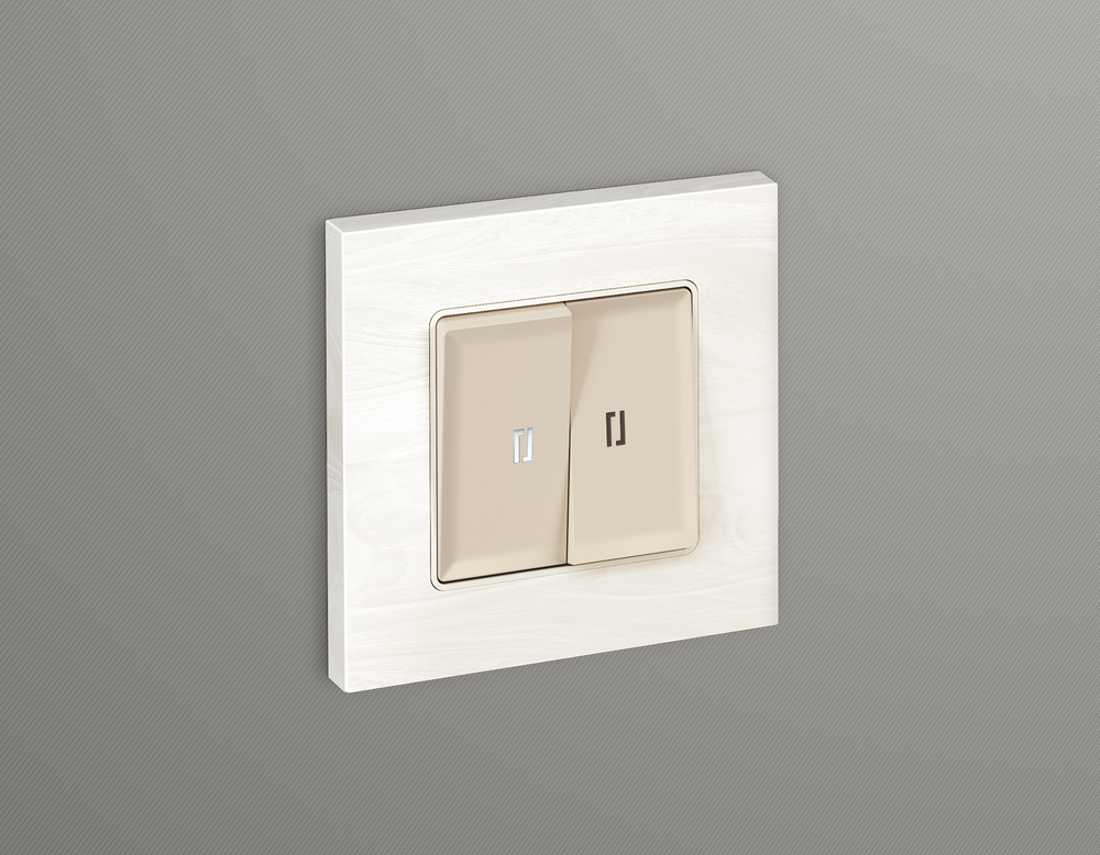 AP3240 Лицевая панель ALFA (Бежевый матовый) для 2-кл выключателей с подсветкой QUANT