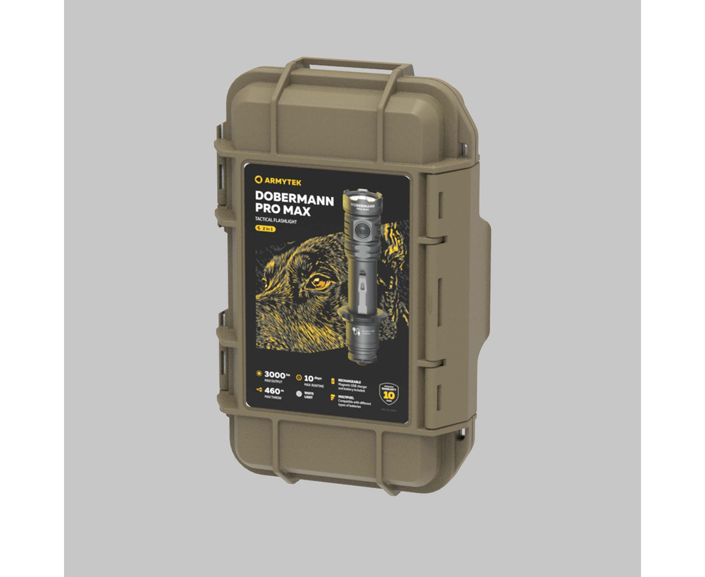 Фонарь светодиодный тактический Armytek Dobermann Pro Max, 3000 лм, холодный свет, аккумулятор