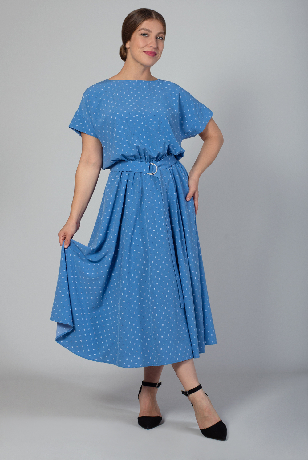 Платье женское 3989зп, голубой алфавит #176Гоа053989зп