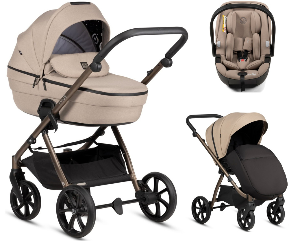 Детская коляска Tutis Uno 6 Plus Essential collection 3 в 1 с автокреслом Beno Beige 1602146 Nougat