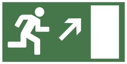 Знак Е-05 "Направление к эвакуационному выходу направо вверх"