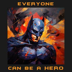 принт PewPewCat с Бэтменом Everyone can be a hero черный