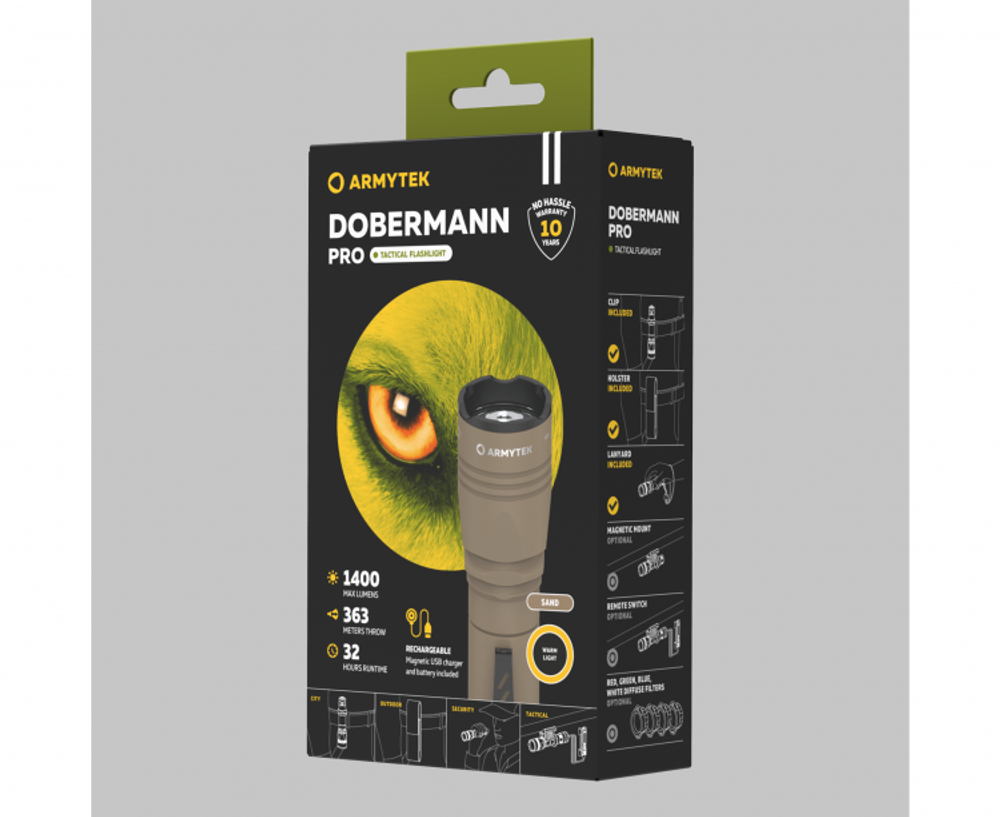 Фонарь Armytek Dobermann Pro Magnet USB SAND (теплый свет)