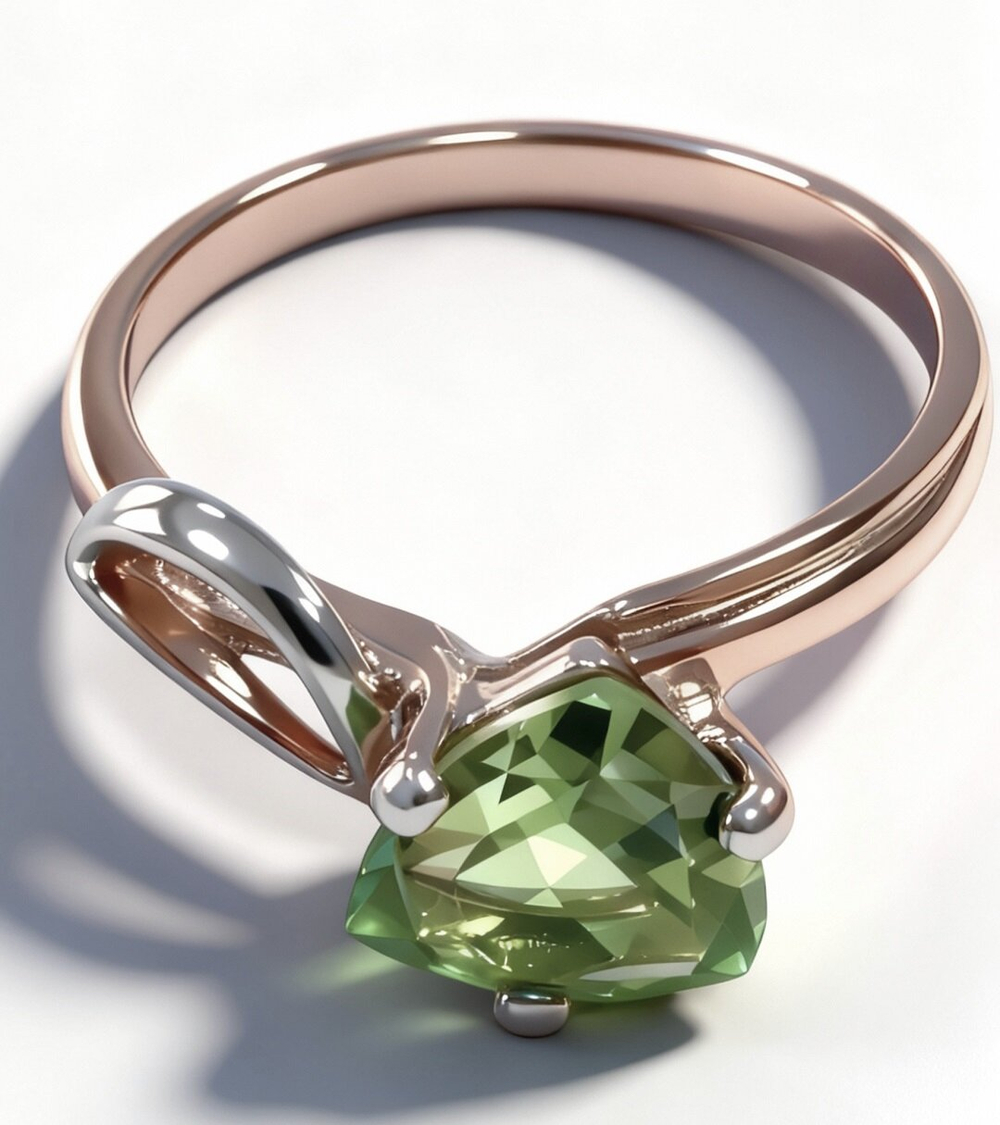 Ювелирное кольцо из серебра 925 пробы с позолотой,вставка хризолит,размер 16.5