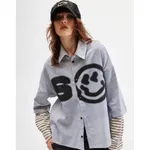 Рубашка SoWhat? Line укороченная голубая / белая / серая