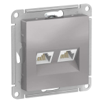 ATLASDESIGN РОЗЕТКА двойная компьютерная RJ45+RJ45 кат. 5e, механизм, АЛЮМИНИЙ