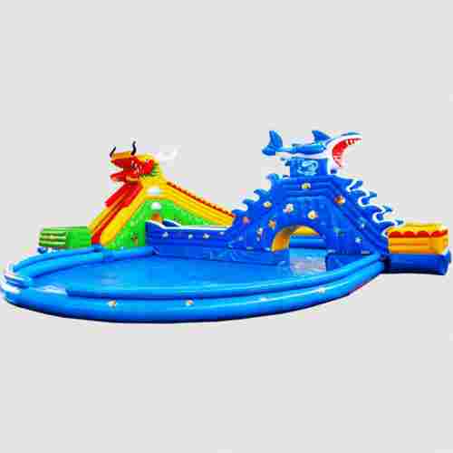 Надувной наземный аквапарк на постоянной подкачке «Акула и дракон» 21.6*21*8 м