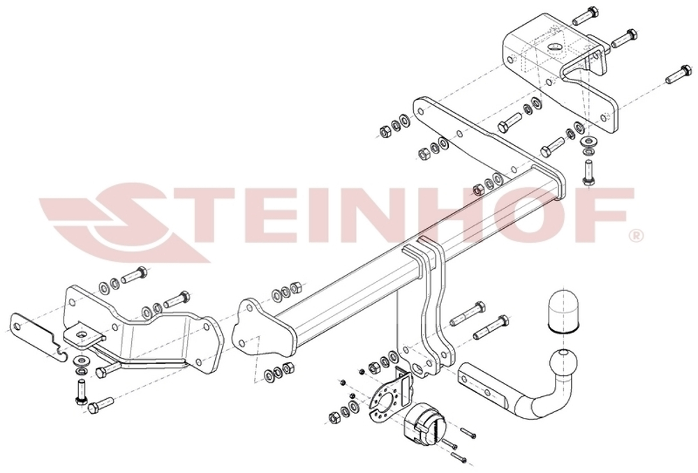 Фаркоп Steinhof H-288 для Hyundai Santa Fe IV рестайлинг 2021-(паспорт и сертификат в комплекте)(без электрики)