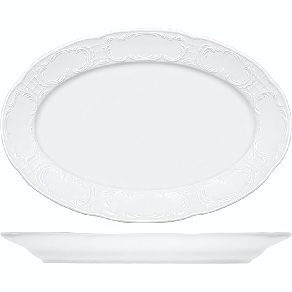 Блюдо «Моцарт» овальное;фарфор;,L=36,B=24см;белый (Цвет: белый)