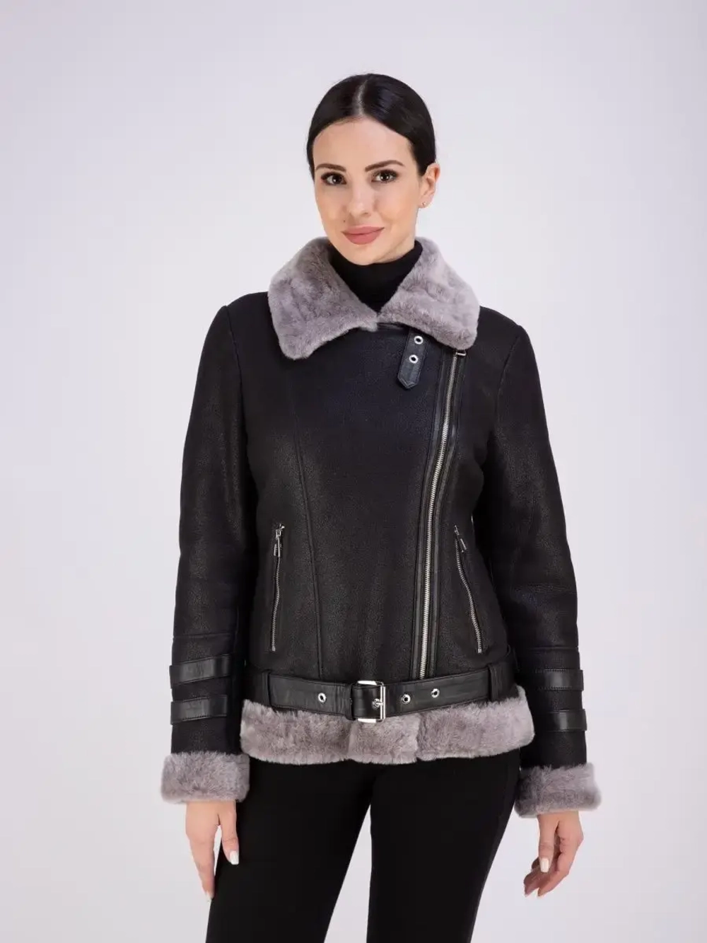 Дубленка авиатор женская натуральная короткая зима Турция