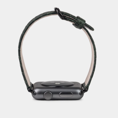 Ремешок для Apple Watch 44/45/46 mm из кожи аллигатора, зеленого цвета