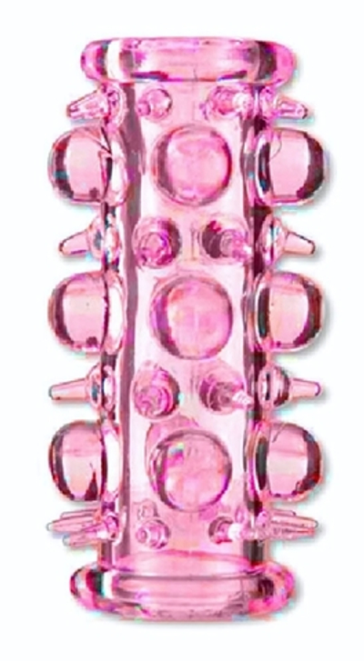 Розовая насадка на пенис с шипами и шишечками (Цвет: розовый)