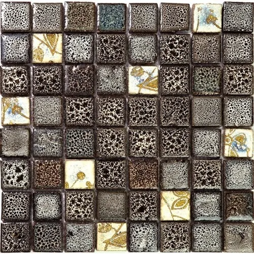 Vint-9-3 Испанская керамическая мозаика Gaudi Vintage коричневый серый квадрат