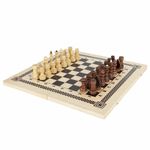 Шахматы, шашки, нарды 3 в 1 деревянные, лакированные, глянцевые, доска 40х40 см, ЗОЛОТАЯ СКАЗКА, 665364