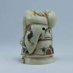 Нэцкэ Фукурокудзю с мешком риса и персиком